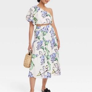 A New Day White, Purple, Floral Two-Piece Set